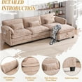 thumbnail image 6 of JERFIT 112 Inch Large L-Shaped Sectional Sofa with Storage Ottoman, Chenille Fabric Modern Cloud Couch for Living Room, Khaki Sleeper Sofa with USB Charging, Phone Holder, 6 of 10