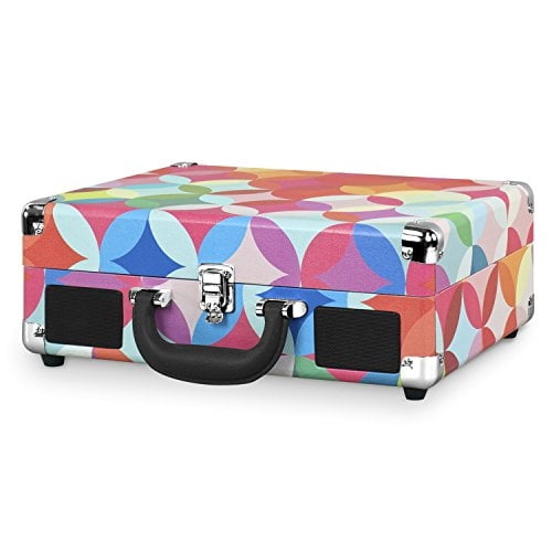 Victrola Vintage de 3 velocidades Bluetooth portátil Maleta Tocadiscos con Altavoces Incorporados | Sonido de Audio Turntable mejorado | Incluye Stylus Extra | Geo (VSC-550BT-P3)