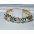 thumbnail image 4 of LBG 14k Yellow Gold Cultured Pearl & Blue Topaz Womans Eternity Ring - Size 10.75, 4 of 4