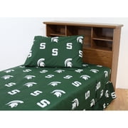 Michigan State Spartans 100 Percent Cotton Sheet Set Green Queen