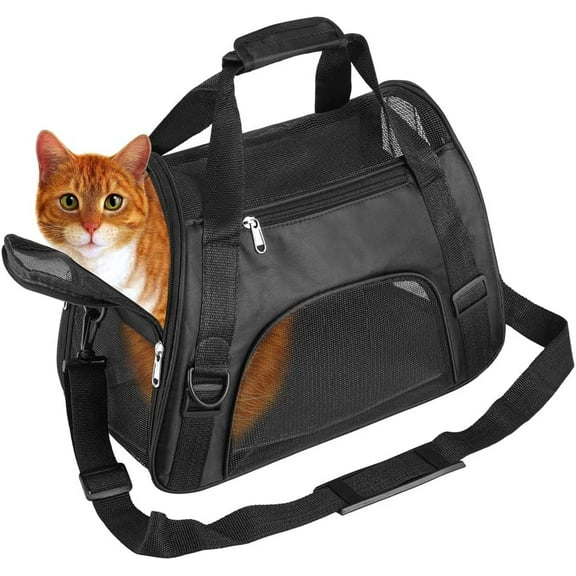 TAHNSTY Pet Carrier Bag, Cat Travel Portable Bag Home, Airline Approved Duffle Bags, for Little Dogs, Cats and Puppies, Small Animals (Small, Black)