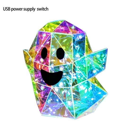 Halloween Iridescent Glowing Ghost Lamp LED Night Light Holographic Ghost Decor Light for Party Home Decoration