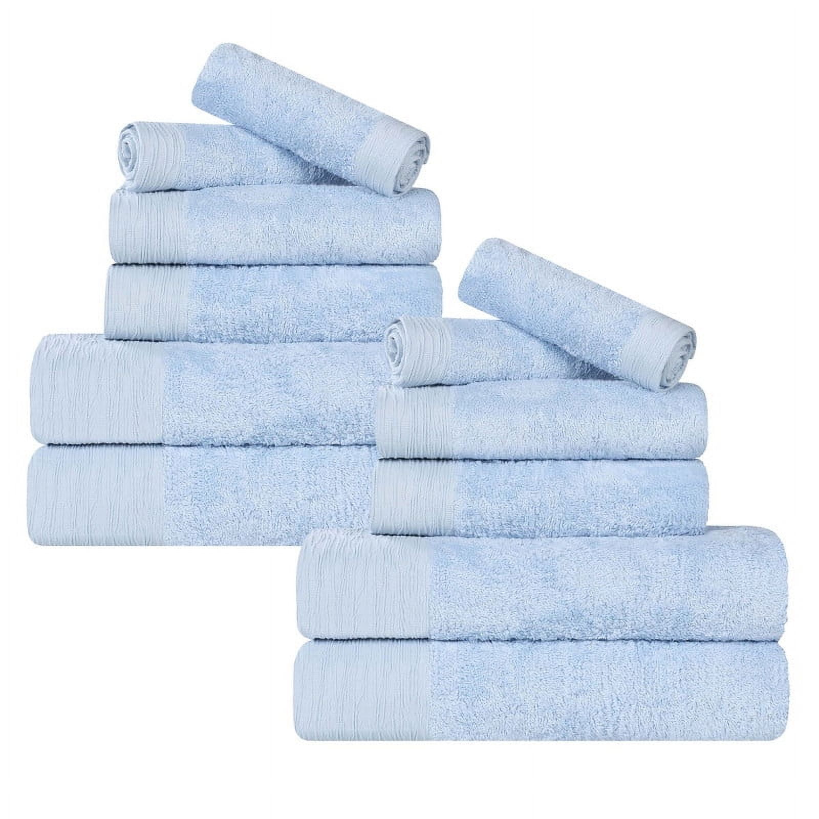Superior Rayon from Bamboo Soft Modern 12-Piece Towel Set, Light Blue