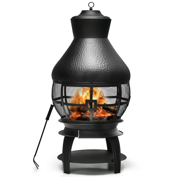 Gymax Patio Fire Pit Chimenea Fireplace, How To Care For Cast Iron Fire Pit