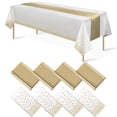 thumbnail image 1 of Set de mantel y camino de mesa MASHAN blanco/dorado para fiestas, 1 of 7