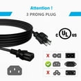 thumbnail image 5 of FITE ON Compatible AC Power Cord Replacement for Korg Pro Arranger T2 / EXT2 Music Workstation 61 Key Keyboard, 5 of 7