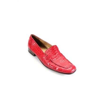 

Pre-owned|Wilkes Bashford Womens Embossed Leather Loafers Red Size 9 Medium