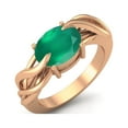 thumbnail image 2 of 925 Sterling Silver Rose Vermeil 9X7MM Oval Shape Green Onyx Solitaire Women Valentines Day Gifts Ring, 2 of 4