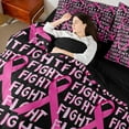 thumbnail image 4 of Castle Fairy Teens Pink Ribbon Bedding Comforter Set,Breast Cancer Queen Bedding Sets, 4 of 8