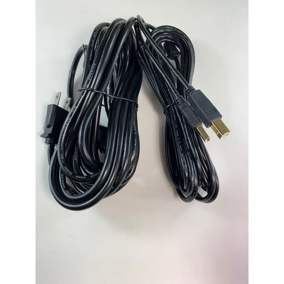 [UL Listed] OMNIHIL 15FT AC Power Cord 15FT USB-B Cable Compatible with Peachtree Audio M24 Powered Speakers