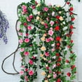 thumbnail image 5 of 24 Heads Artificial Rose Rose Vine Garland  Silk Cloth Rose Wreath Wedding Party Folar Decor rose red, 5 of 9