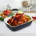 thumbnail image 6 of Ceramic Bakeware Set, Casserole Baking Dish Ceramic 3 Piece Rectangular Dark Blue, 6 of 9
