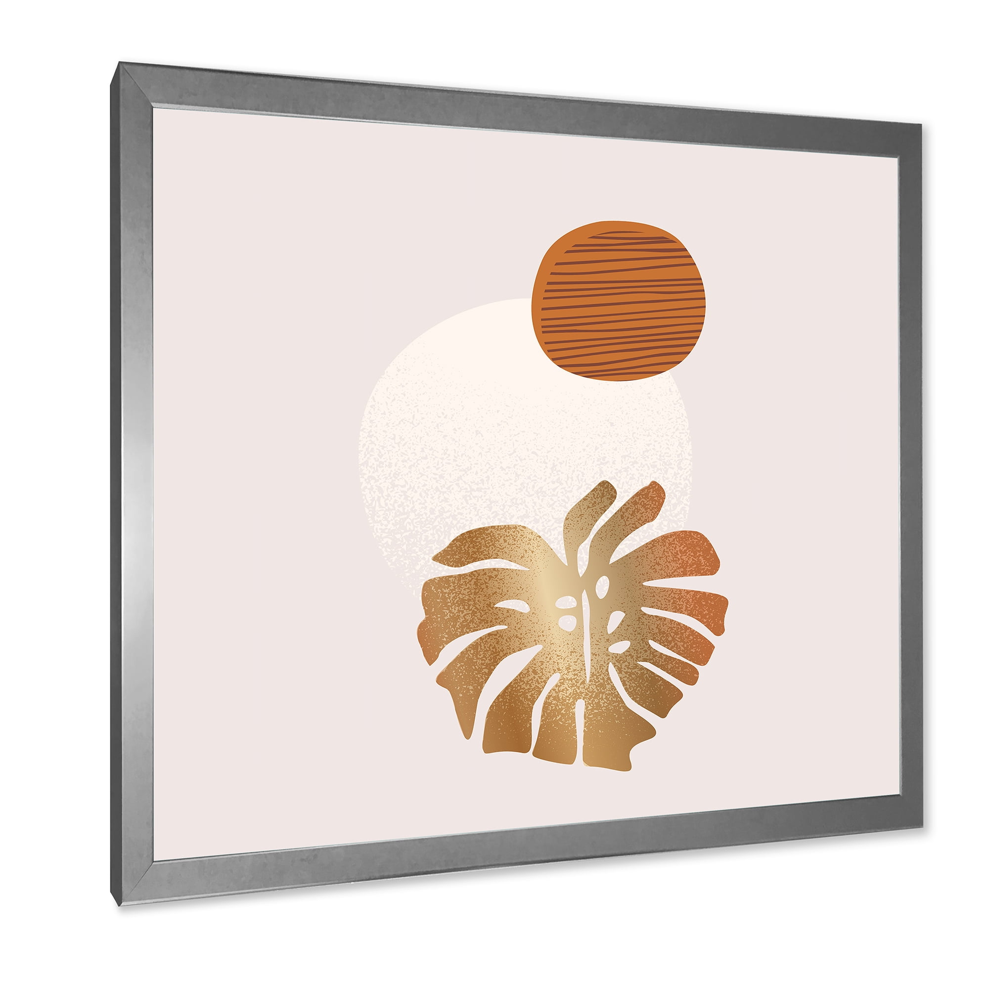 Designart 'Abstract Geometry Shapes and Tropical Palm Leaf II' Modern Framed Art Print