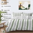 thumbnail image 3 of 3 Piece Sage Green Stripe Duvet Cover Set Queen Size,Microfiber Comforter/Quilt Cover with Corner Ties and 2 Pillowcases,Geometric Grey White Vertical Striped All Season Bedding with Zipper Closure, 3 of 8