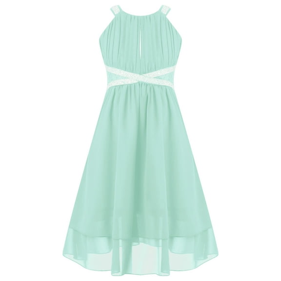 CHICTRY Girls Chiffon Party Dress Wedding Flower Girl Dress Halter Princess Cocktail Evening Dress Mint Green 14