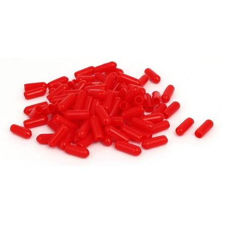 - 5mm Inner Dia Rubber Insulated End Cap Screw Thread Protector Cover Red 100pcs