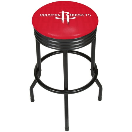 Detroit Pistons Nba Bar Stool - NBA Black Ribbed Bar Stool - City - Houston Rockets