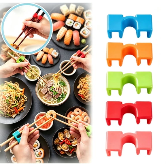 5 Pcs Reusable Chopstick Helpers, Training Chopstick Hinges Connector, Chopstick Learning Aid for Beginners and Adults