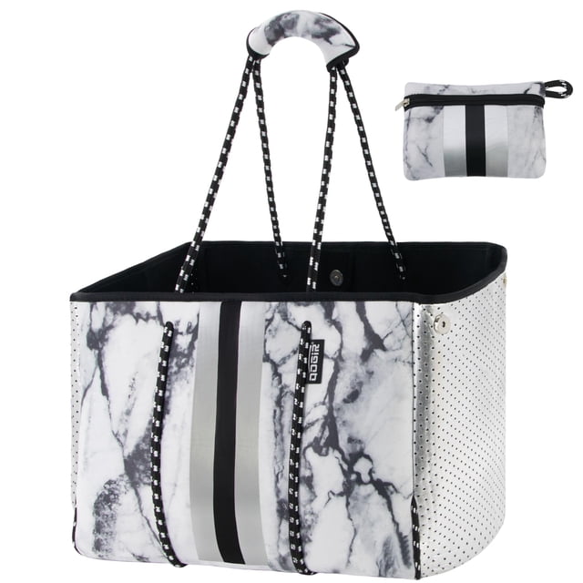 Bolso de Playa Tote QOGiR Neopreno Mármol con Bolsillo Interior