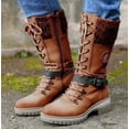 thumbnail image 4 of Winter High Square Heel Round Head Sewing Line Plus Size Martin Boots, 4 of 9