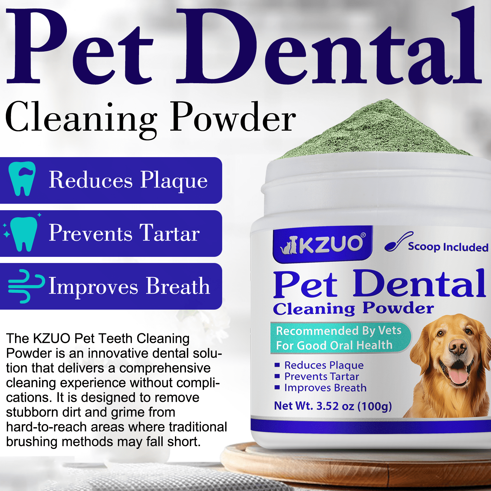 Petpya Dog Dental Powder, Dental Powder for Dogs Teeth,Removes Plaque,Prevents Tartar,Dog Breath Freshener,Dental Care for Dogs,Improve Pet's Oral Cavity,Natural Herbal Blend,Teeth Cleaning Made Easy
