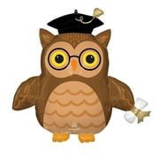 Anagram Graduate Wise Owl 30IN Graduation Jumbo Shape Foil Balloon, Brown Black