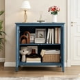 thumbnail image 4 of Shaiailed 31.5" Geometric Embossed Blue Sideboard Buffet Cabinet,2 Door Accent Cabinet with Adjustable Shelves,Matte Vintage Finish Small Sideboard Buffet Cabinet for Living Room, 4 of 10
