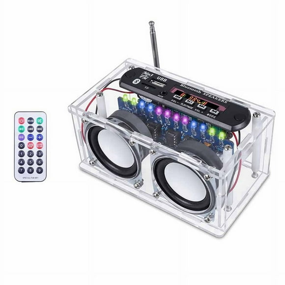 DIY Kit de Altavoces Bluetooth, Función de Grabación FM Radio Kit de Práctica de Soldadura con Espectro LED y Control Remoto
