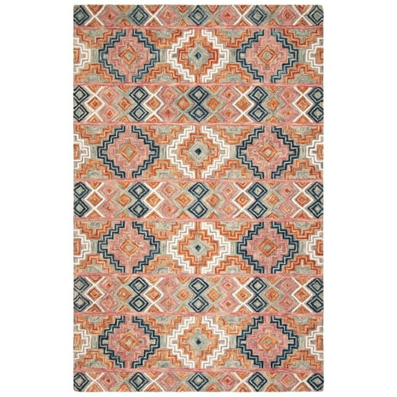 SAFAVIEH Aspen Dulcibella Geometric Wool Area Rug, Orange/Fuchsia, 5' x 8'