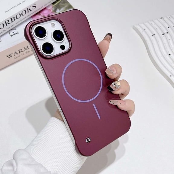 Designed For iPhone 15 Pro Magnetic Slim Phone Case,Frameless Design,Compatible with Mag-Safe,Ultra Slim Shockproof,Simple Practical Impact Protection Rugged Matte PC Phone Case,Purple