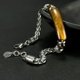 thumbnail image 5 of Stainless Steel Chain Splicing Tiger Eye Obsidian Bracelet for Men and Women 8.27 inch Gift, 5 of 5