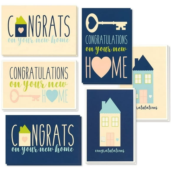 36 ct House Warming Congratulations On Your New Home Gift Greeting Cards with Envelopes 4x6 in, Blank Notes, Assortment Boxed Set