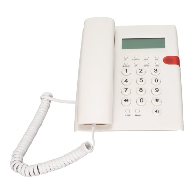 Desktop Phone with DTMF, Hands Speaker, Real Time Clock, 62 Incoming Call Memories, for Office Home Hotel, Made of PVC Material