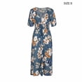 thumbnail image 3 of Minnieouse Verano estampado largo cintura alta cuello en V Casual playa mujer A-line vestidos de manga de manga corta fiesta vacaciones Vestidos Azul S Minnieouse AP017182-05, 3 of 6