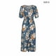 thumbnail image 3 of Minnieouse Verano estampado largo cintura alta cuello en V Casual playa mujer A-line vestidos de manga de manga corta fiesta vacaciones Vestidos Azul S Minnieouse AP017182-05, 3 of 6