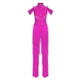thumbnail image 3 of inlzdz Women's Rumba Latin Dance Rhinestones Sleeveless Tassel Jumpsuit Rompers Hot Pink L, 3 of 9