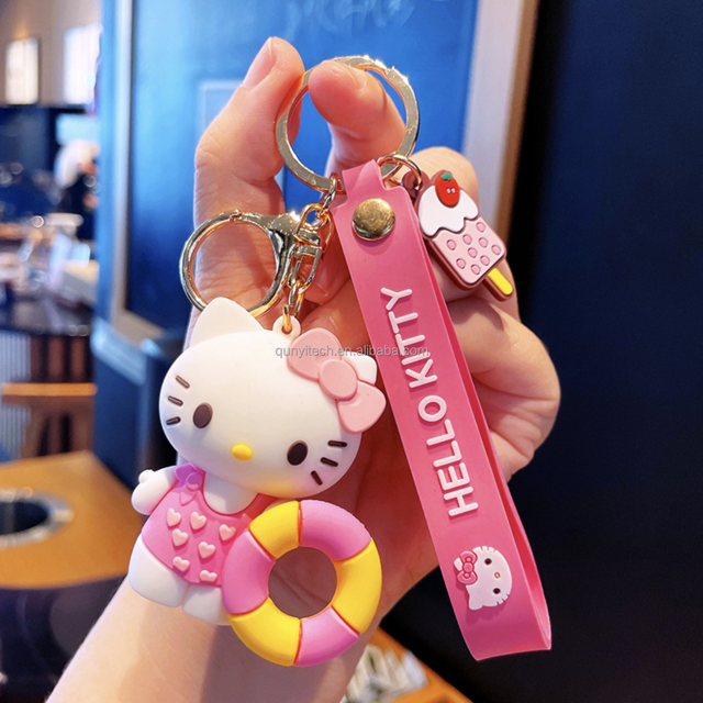 VENTA CALIENTE Hello Kitty Llaveros Personajes SANRIO Muñeca Linda Hello Kitty My Melody PVC 3d Llavero de Dibujos Animados
