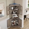 thumbnail image 5 of Huisuilinss 67" Tall Corner Cabinet with LED Lights, Farmhouse Corner Cabinet with Doors and 5 Shelves, 5-Tier Bathroom Cabinet,Corner Storage Cabinet For Living Room, Dining Room, 5 of 8