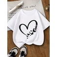 thumbnail image 1 of Camiseta de manga corta de punto suave y elástico para niña, con estampado de mariposas y corazones, cuello redondo, informal, lavable a máquina, cómoda y para jugar, para niñas de 7 a 14 años, resi, 1 of 6