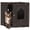 Brown, variant on Modern Cat Litter Box & House, Wood Cat Enclosure with Scratch Pad, Side Table, Hidden Washroom Furniture, White & Blue