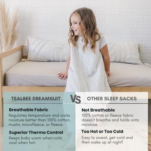 Tealbee Dreamsuit - Bamboo Sleep Sack with Legs - (0.8 Tog) Dash 12m-2t