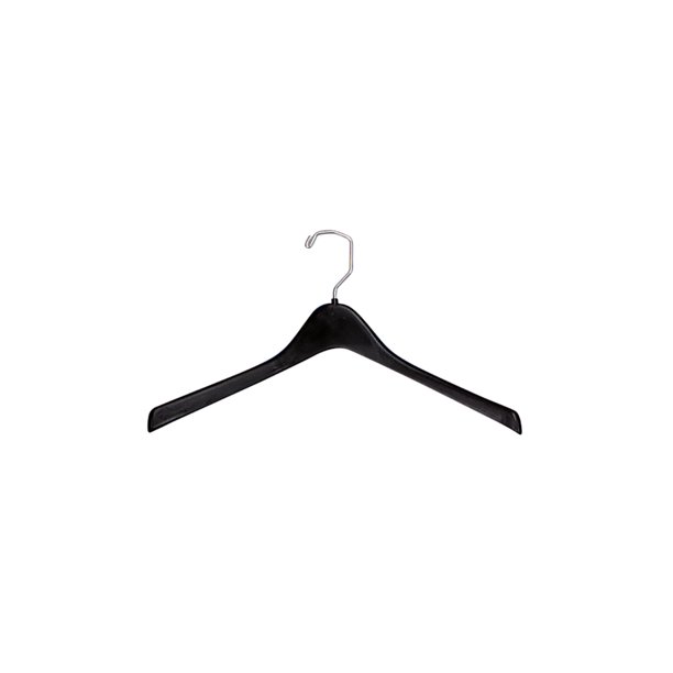 17 inch Contoured Black Plastic Coat Hangers Case of 100