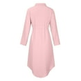 thumbnail image 4 of Women Cotton and Linen T-Shirt Maxi Dress Button Up Roll Long Sleeve Long Dresses Plus Size Casual Loose Irregular Dress, 4 of 5