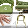 thumbnail image 6 of Linen Woven Bar Stool Set of 2,Golden legs No Adjustable Kitchen Island Chairs,360 Swivel Upholstered Counter Stool Arm Chairs with Back Footrest(Green), 6 of 8