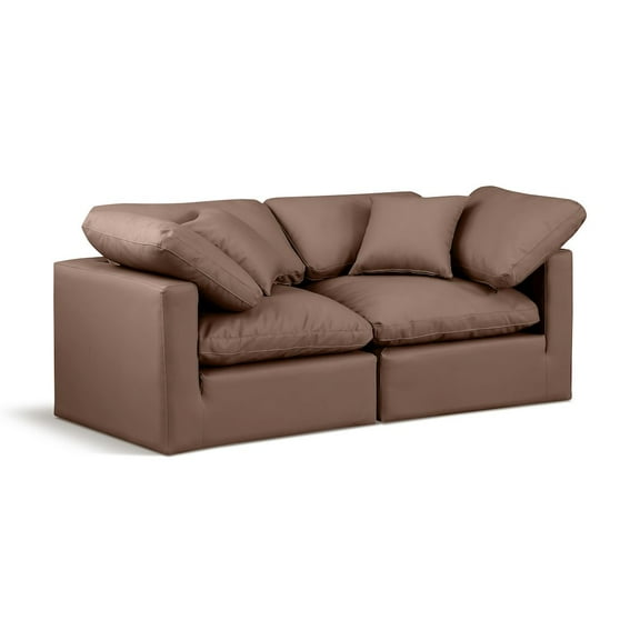 Meridian Furniture Indulge 70" Vegan Leather Modular Sofa in Brown