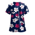 thumbnail image 4 of COMVALUE Scrub Tops Women Short Sleeve Plus Size V Neck Fun Printed Scrubs Top Medical Nursing Uniforms with Pockets (Navy, 3XL), 4 of 9