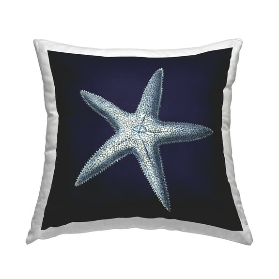 Stupell Industries Distressed Navy and White Starfish Coastal Blue,18 x 7 x 18 Decorative Pillows