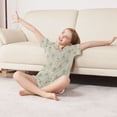 thumbnail image 3 of FORMRS Kids Short Sleeve Top and Pants Pajama Set Unisex Satin 2-Piece Sleepwear, Sizes 9-10Y, Green Wildflowers Pattern, 3 of 8