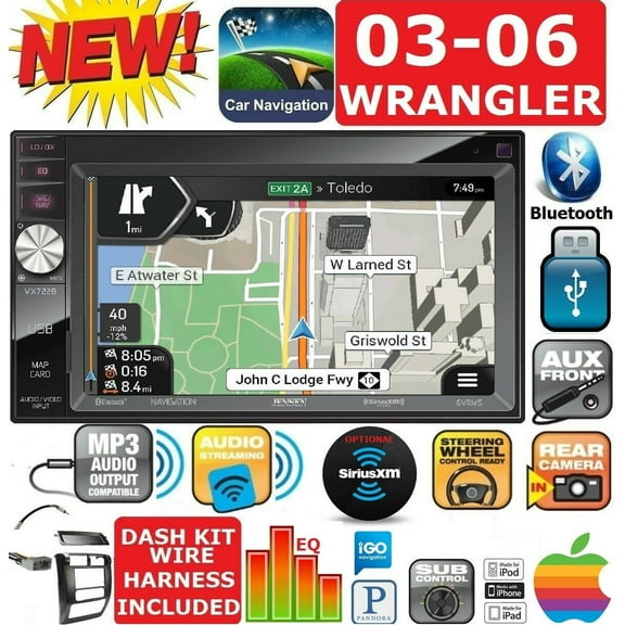 03 04 05 06 JEEP WRANGLER TJ NAVIGATION BLUETOOTH USB AUX RADIO STEREO PACKAGE