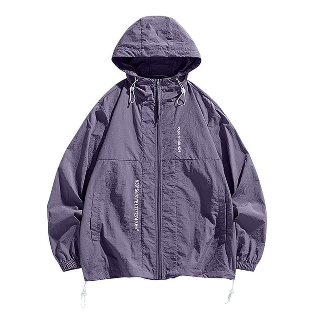 WRKEKC Manteau à Capuchon de Protection Solaire pour Homme à Manches Longues, Manteau Décontracté Homologué UPF pour la Défense contre les UV en Plein Air Violet G